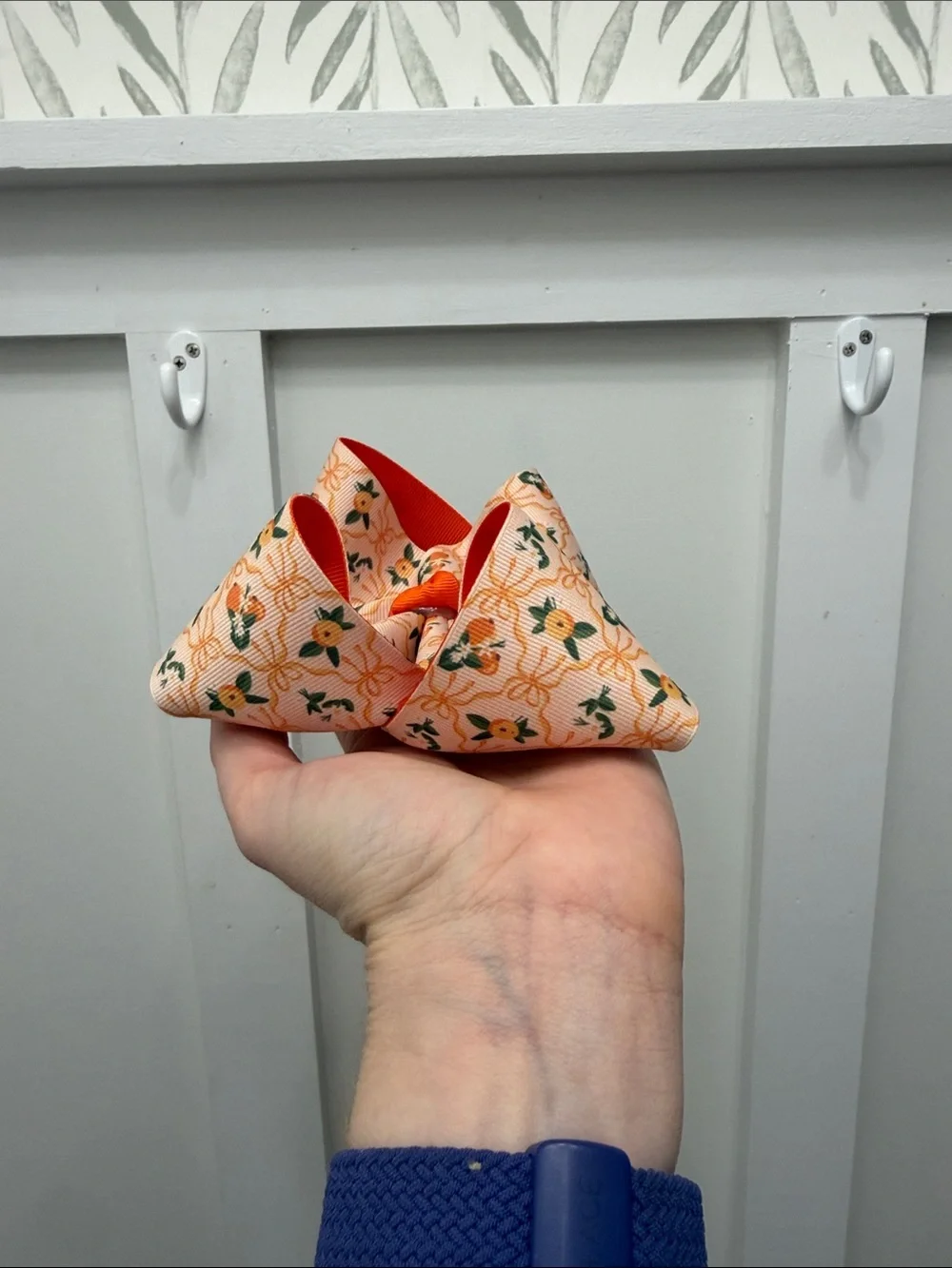 Orange coquette bows Grosgrain Hair Bow with Bright Orange Accent